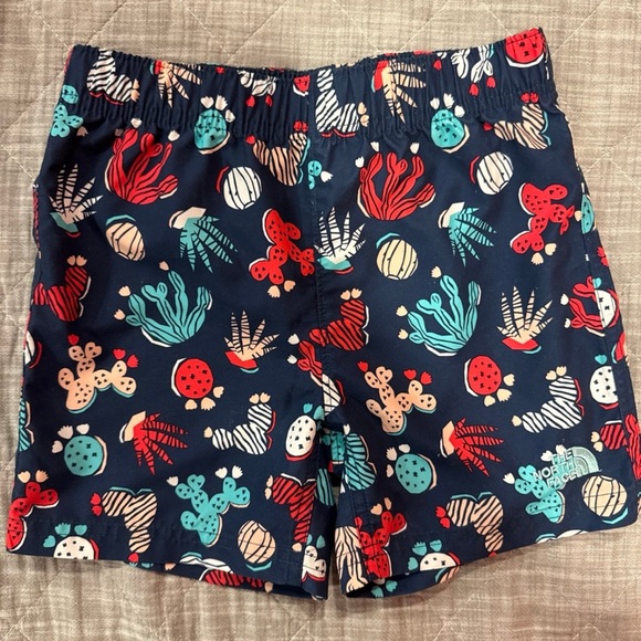 The North Face Navy and Red Patterned Women's Athletic Shorts - Picture 1 of 5